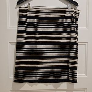 LOFT Black and Cream Striped Pencil Skirt